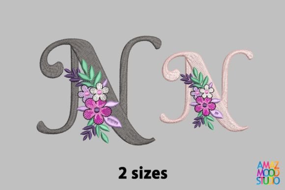 Letter N Floral Monogram Review for Apparel Design